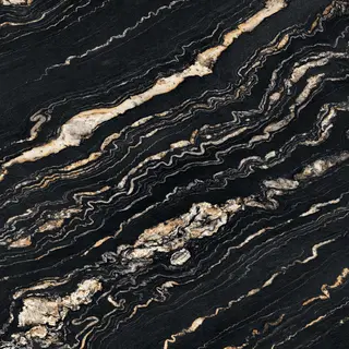 Black with Gold Wavy Lines
